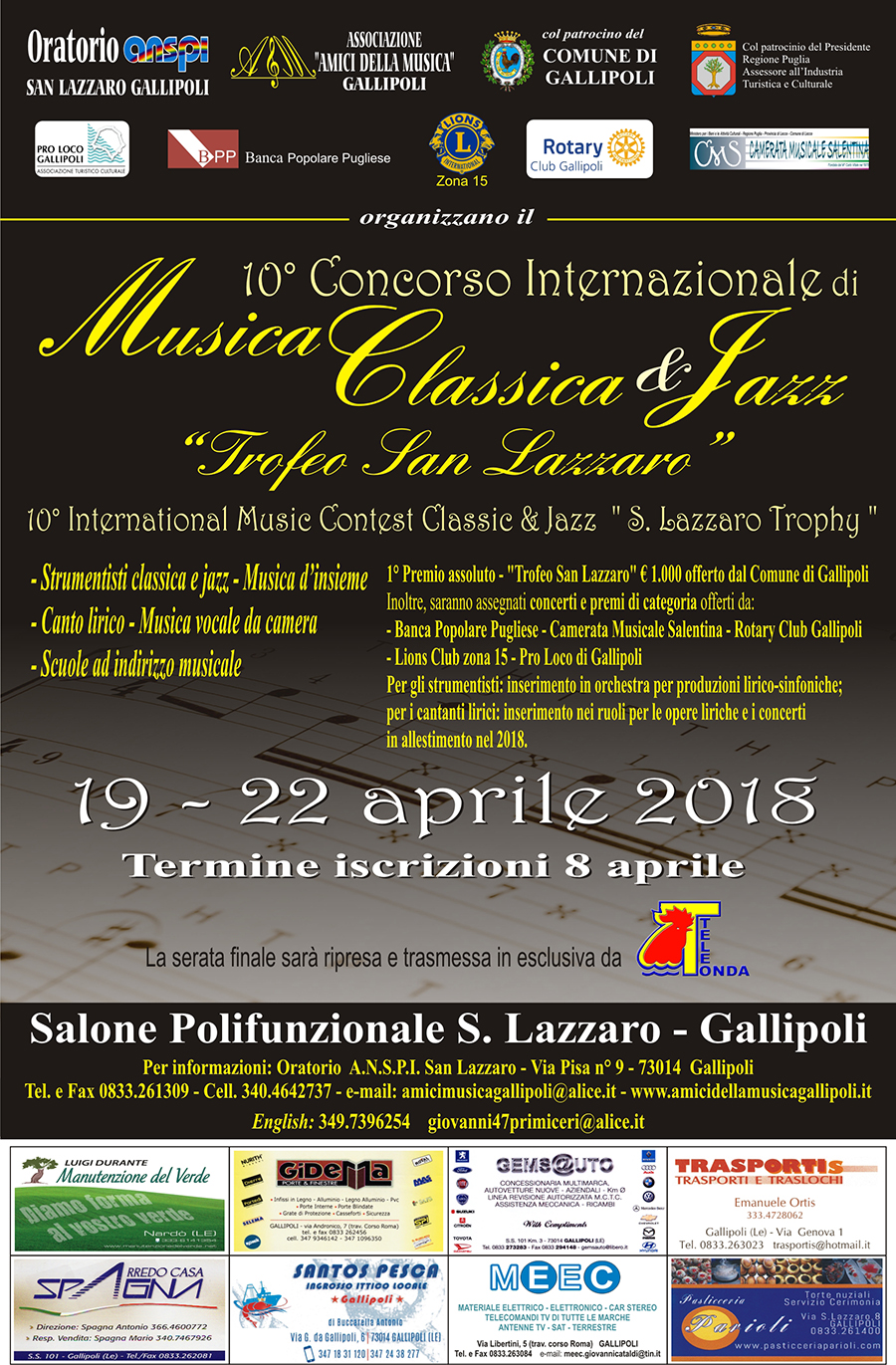 10 concorso int Musica Classica e jazz
