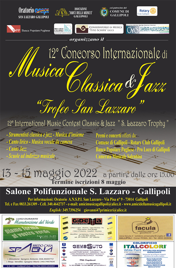 12 Concorso Musica Classica e jazz 2022