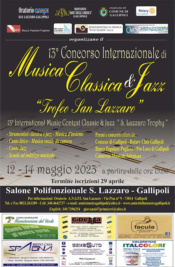 13 Concorso Musica Classica e jazz 2023